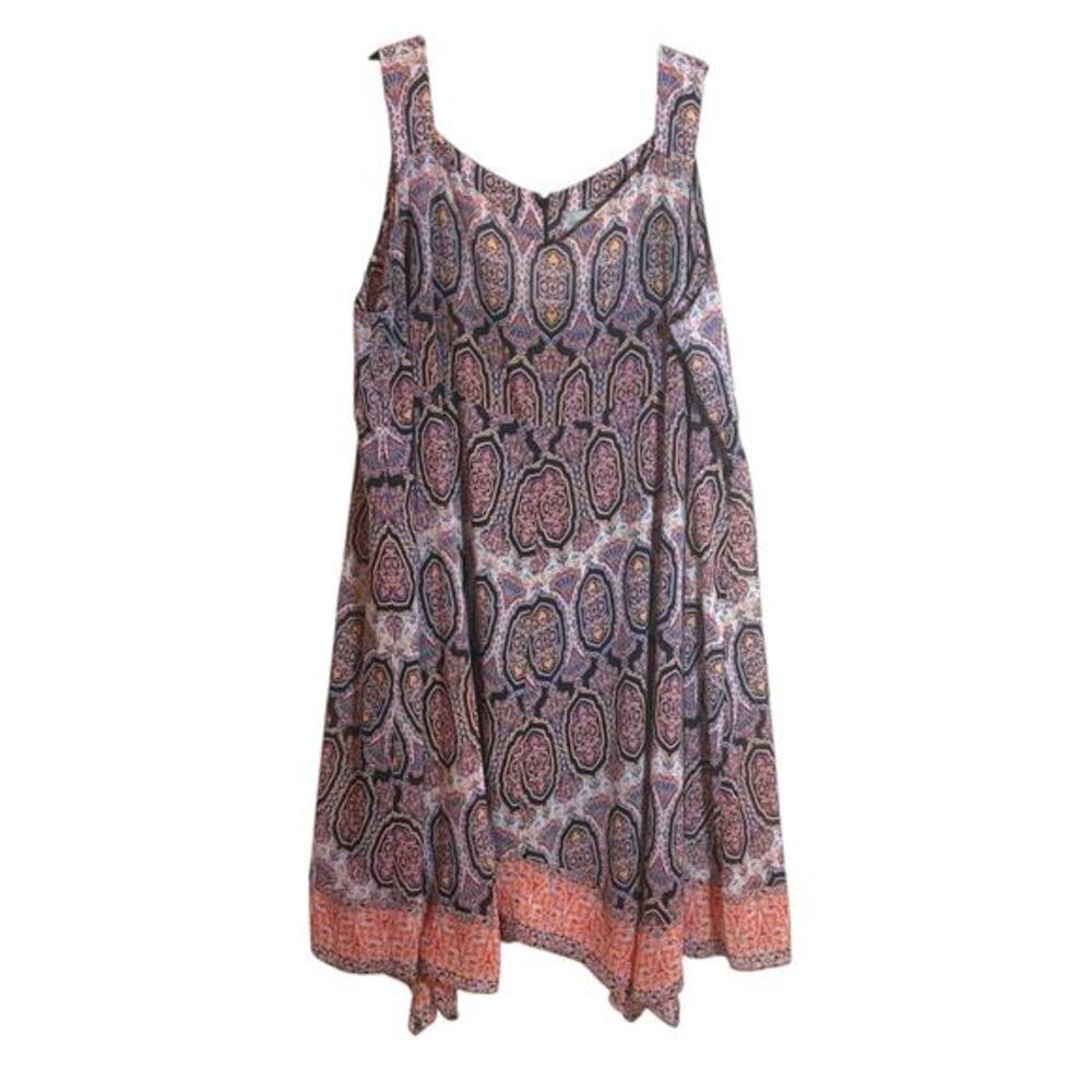 Catherines Women's Colorful Flowy Chiffon Feminine Boho Hippie Relax Dress 3X WP